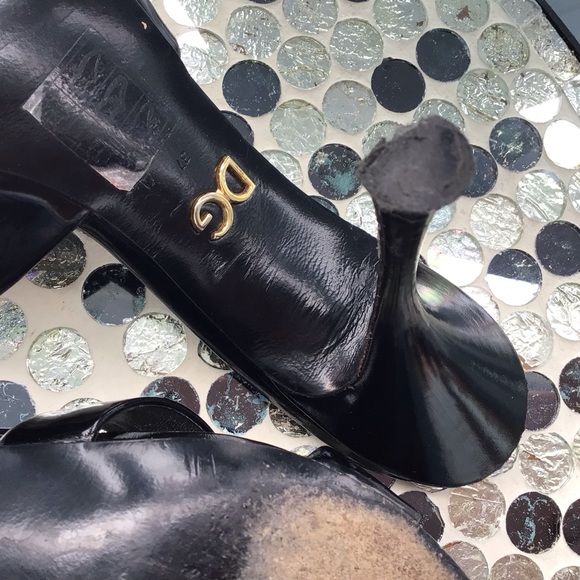 Dolce & Gabbana Slip-on Black Patent Leather 3” Slides with Criss-Cross Strap - Picture 16 of 16